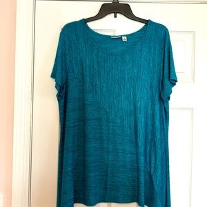 CROFT & BARROW ASYMMETRICAL TOP-Turquoise Size XL